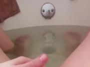 Hot uncut dick with huge balls in the bathtub