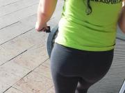 Candid Teen Walking in Leggins on the Shoping Center