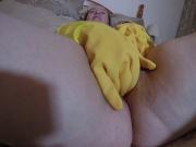 Pantyhose Rubber Gloves masturbation