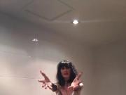 Cum job in silver latex