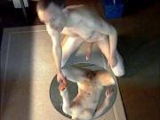 Wanking naked and cumshot on mirror