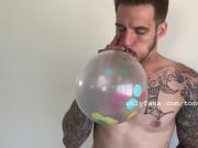 Balloon Fetish - TJ Lee Blows Balloons and 1 Pop