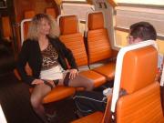 Mom and boy in train