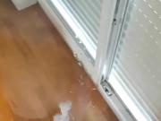 Cumshot to glass door