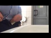 Horny bear cums in gas station toilet