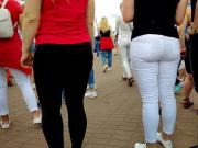 Juicy ass girls in tight white jeans