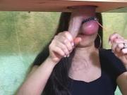 Wicked Wanda's testicle separation milking