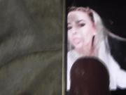 Cumshot on a girl with white hair