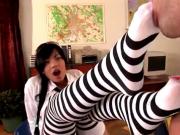 Angel Pink Schoolgirl Footjob