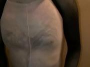 Hot pantyhose encasement handjob with cumshot