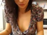 Pretty webcam brunette flashed