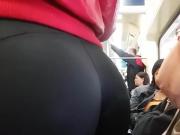 Yummy Big Ass in Leggings on Train