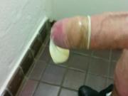 Filling Condom With Cum In Public Toilet