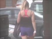 Candid campus blonde gym shorts ass