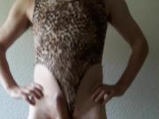 Sissy Crossdresser in leopard Bodysuit