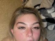 Amateur blowjob, cum in mouth