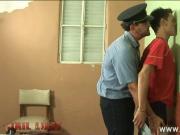 Cute boy taken into custody by an older gay cop