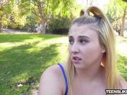 Slim teen beauty interracially slammed and jizzed on face