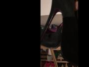Cum on GF suede Plateau High Heels 1. Shot
