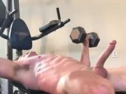 Huge cock lifting weights