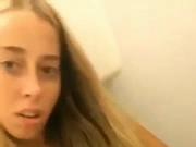 Blonde hottie masturbating in bathroom