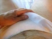 Cockplay in wifes white cotton panties