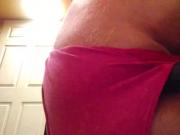 In wife's pink panties and her dildo