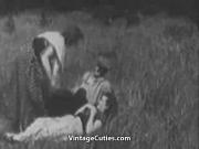 Rough Sex in Green Meadow 1930s Vintage