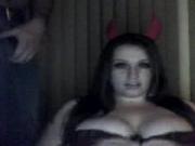 chubby devil bitch sucks cock on webcam