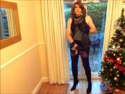 Alison in Thigh Boots - Wanking under the christmas tree