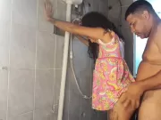 Skinny girl in the bathroom Leo ogre her ass