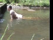 Cumming in the river