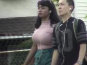 candids - teen huge tits bra outline tight top