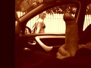 dick flash in car, several girls watching