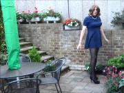 Alison can't stop wanking in the garden - Sexy Crossdresser