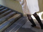 Girl in Seamed Stockings Upskirt