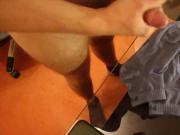 Cum on light blue Puma socks