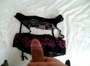 Cumming over suspender belt and panties