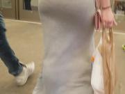 Candid grey dress vpl jiggly slut!!!