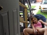 Outside dildo fuck
