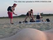 hand free cum with small penis on beach