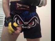Kickboxer cums