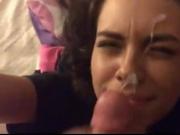 Girlfriend taking a messy facial