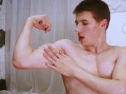 Oiled Young Straight Boy Pumping Thick White Cream