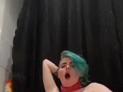 ex masturbates whilst choking in the bathroom