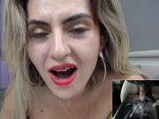 Shock face beauty at seeing Hardigun HUGE CUM TRIBUTE