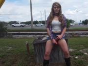 Whitney Wisconsin fucking herself on the side of a busy road