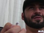Beared dude shows off his yummy feet after foot worshiping