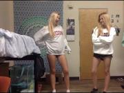 two coeds strip and dance and pleasure each other