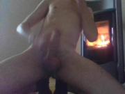 Big cum by the fireplace